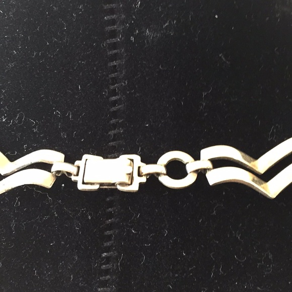 Rare! Incredible 14k Gold and Sterling Chevron Symmetalic Choker - Picture 2 of 10